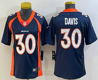 Women's Denver Broncos #30 Terrell Davis Navy Blue 2022 Vapor Untouchable Stitched NFL Nike Limited Jersey