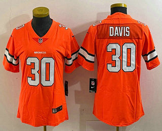 Women's Denver Broncos #30 Terrell Davis Orange 2018 Color Rush Stitched NFL Nike Limited Jersey