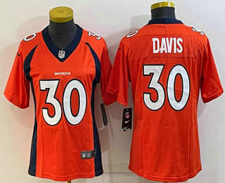 Women's Denver Broncos #30 Terrell Davis Orange 2022 Vapor Untouchable Stitched NFL Nike Limited Jersey