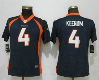 Women's Denver Broncos #4 Case Keenum Navy Blue 2018 Vapor Untouchable Stitched NFL Nike Limited Jersey