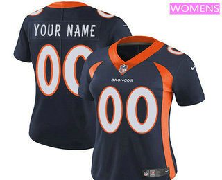 Women's Denver Broncos Custom Vapor Untouchable Navy Blue Team Color NFL Nike Limited Jersey