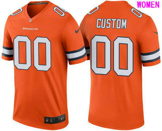 Women's Denver Broncos Orange Custom Color Rush Legend NFL Nike Limited Jersey