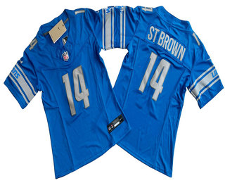 Women's Detroit Lions #14 Amon Ra St Brown Blue 2023 FUSE Vapor Limited Stitched Jersey