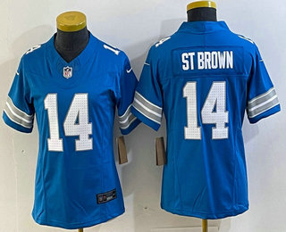 Women's Detroit Lions #14 Amon Ra St Brown Limited Blue 2024 FUSE Vapor Jersey