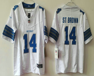 Women's Detroit Lions #14 Amon Ra St Brown Limited White 2024 FUSE Vapor Jersey