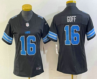 Women's Detroit Lions #16 Jared Goff Black FUSE Vapor Limited Stitched Jersey