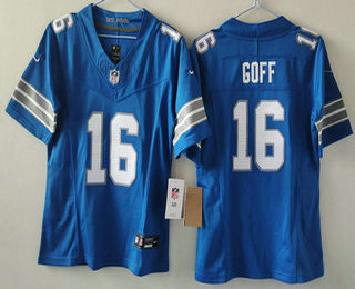 Women's Detroit Lions #16 Jared Goff Blue FUSE Vapor Limited Stitched Jersey