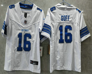 Women's Detroit Lions #16 Jared Goff Limited White 2024 FUSE Vapor Jersey