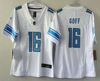 Women's Detroit Lions #16 Jared Goff White 2023 FUSE Vapor Limited Stitched Jersey