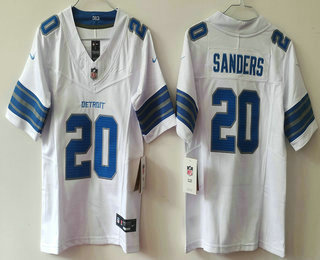 Women's Detroit Lions #20 Barry Sanders Limited White 2024 FUSE Vapor Jersey