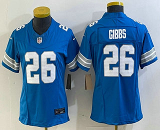 Women's Detroit Lions #26 Jahmyr Gibbs Limited Blue 2024 FUSE Vapor Jersey