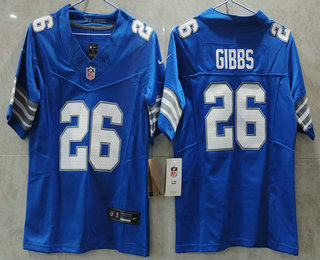 Women's Detroit Lions #26 Jahmyr Gibbs Limited Blue 2024 FUSE Vapor Jersey