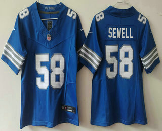 Women's Detroit Lions #58 Penei Sewell Limited Blue 2024 FUSE Vapor Jersey