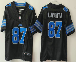 Women's Detroit Lions #87 Sam Laporta Limited Black 2024 FUSE Vapor Jersey