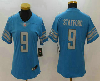 Women's Detroit Lions #9 Matthew Stafford Honolulu Blue 2017 Vapor Untouchable Stitched NFL Nike Limited Jersey