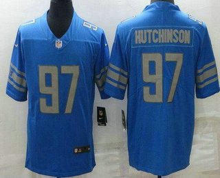 Women's Detroit Lions #97 Aidan Hutchinson Limited Blue Vapor Jersey