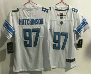 Women's Detroit Lions #97 Aidan Hutchinson White 2022 Vapor Untouchable Stitched Nike Limited Jersey