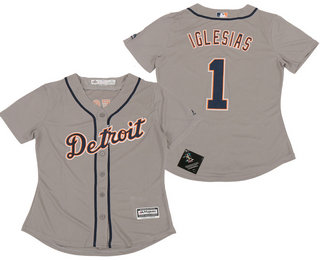 Women's Detroit Tigers #1 Jose Iglesias Alternate Grey MLB Cool Base Jersey