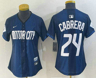 Women's Detroit Tigers #24 Miguel Cabrera Navy 2024 City Connect Cool Base Limited Stitched Jersey