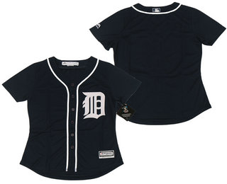 Women's Detroit Tigers Blank Alternate Navy Blue 2015 MLB Cool Base Jersey