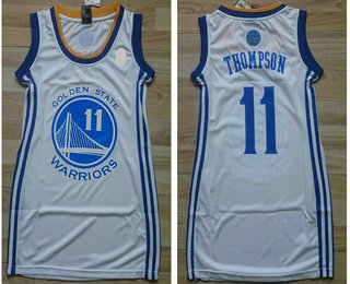 Women's Golden State Warriors #11 Klay Thompson White Dress Jersey