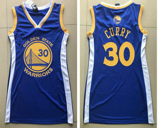 Women's Golden State Warriors #30 Stephen Curry Blue Dress Jersey