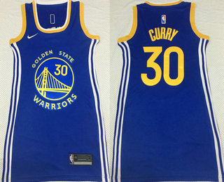 Women's Golden State Warriors #30 Stephen Curry Blue Nike Swingman Stitched Dress Jersey