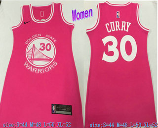 Women's Golden State Warriors #30 Stephen Curry Pink Nike Swingman Stitched Dress Jersey