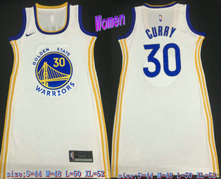 Women's Golden State Warriors #30 Stephen Curry White Nike Swingman Stitched Dress Jersey