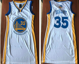 Women's Golden State Warriors #35 Kevin Durant White Dress Jersey