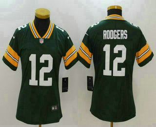 Women's Green Bay Packers #12 Aaron Rodgers Green 2017 Vapor Untouchable Stitched NFL Nike Limited Jersey