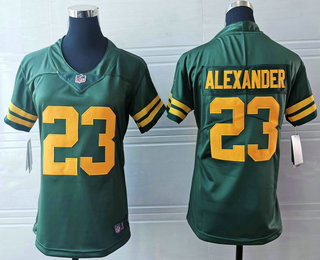 Women's Green Bay Packers #23 Jaire Alexander Green Yellow 2021 Vapor Untouchable Stitched NFL Nike Limited Jersey