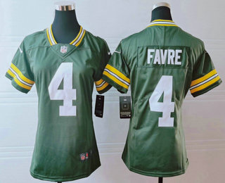 Women's Green Bay Packers #4 Brett Favre Green 2017 Vapor Untouchable Stitched NFL Nike Limited Jersey