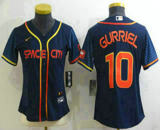 Women's Houston Astros #10 Yuli Gurriel 2022 Navy Blue City Connect Cool Base Stitched Jersey