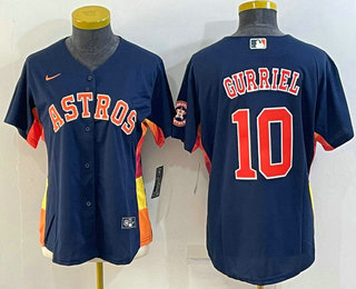 Women's Houston Astros #10 Yuli Gurriel Navy Blue With Patch Stitched MLB Cool Base Nike Jersey