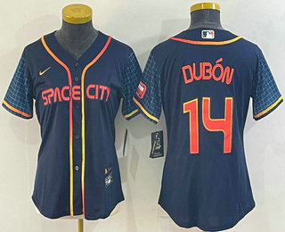 Women's Houston Astros #14 Mauricio Dubon 2022 Navy Blue City Connect Cool Base Stitched Jersey