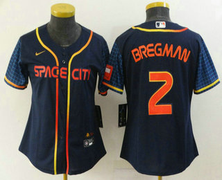 Women's Houston Astros #2 Alex Bregman 2022 Navy Blue City Connect Cool Base Stitched Jersey