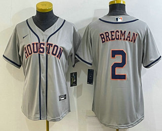 Women's Houston Astros #2 Alex Bregman Grey Stitched MLB Cool Base Nike Jersey