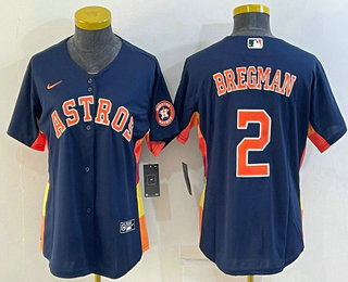 Women's Houston Astros #2 Alex Bregman Navy Blue With Patch Stitched MLB Cool Base Nike Jersey