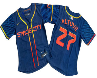 Women's Houston Astros #27 Jose Altuve Navy Blue City Connect Limited Stitched Jersey