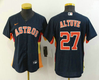 Women's Houston Astros #27 Jose Altuve Navy Blue Stitched MLB Cool Base Nike Jersey