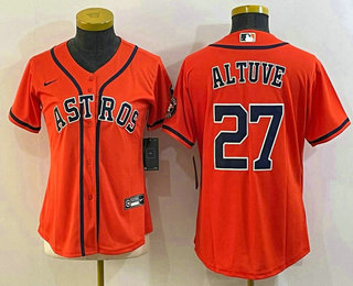 Women's Houston Astros #27 Jose Altuve Orange With Patch Stitched MLB Cool Base Nike Jersey