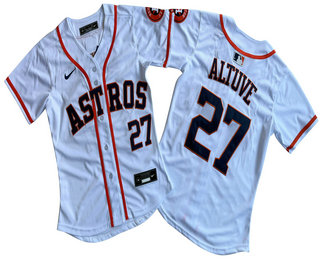Women's Houston Astros #27 Jose Altuve White Limited Cool Base Jersey