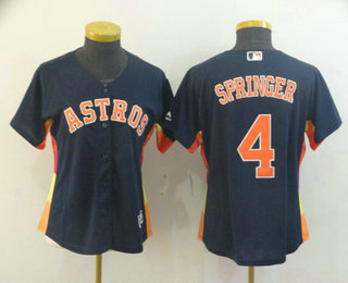 Women's Houston Astros #4 George Springer Navy Blue Alternate Cool Base Stitched Jersey