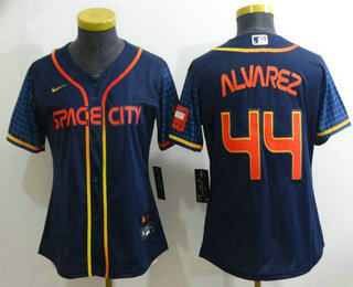 Women's Houston Astros #44 Yordan Alvarez 2022 Navy Blue City Connect Cool Base Stitched Jersey