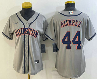 Women's Houston Astros #44 Yordan Alvarez Grey Stitched MLB Cool Base Nike Jersey