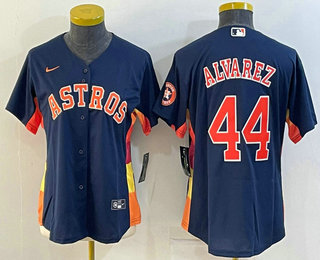 Women's Houston Astros #44 Yordan Alvarez Navy Blue With Patch Stitched MLB Cool Base Nike Jersey