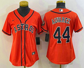 Women's Houston Astros #44 Yordan Alvarez Orange With Patch Stitched MLB Cool Base Nike Jersey