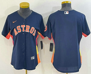 Women's Houston Astros Blank Navy Blue With Patch Stitched MLB Cool Base Nike Jersey