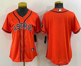 Women's Houston Astros Blank Orange With Patch Stitched MLB Cool Base Nike Jersey